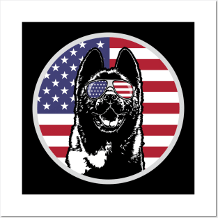 Patriotic American Akita Inu American Flag sunglasses Posters and Art